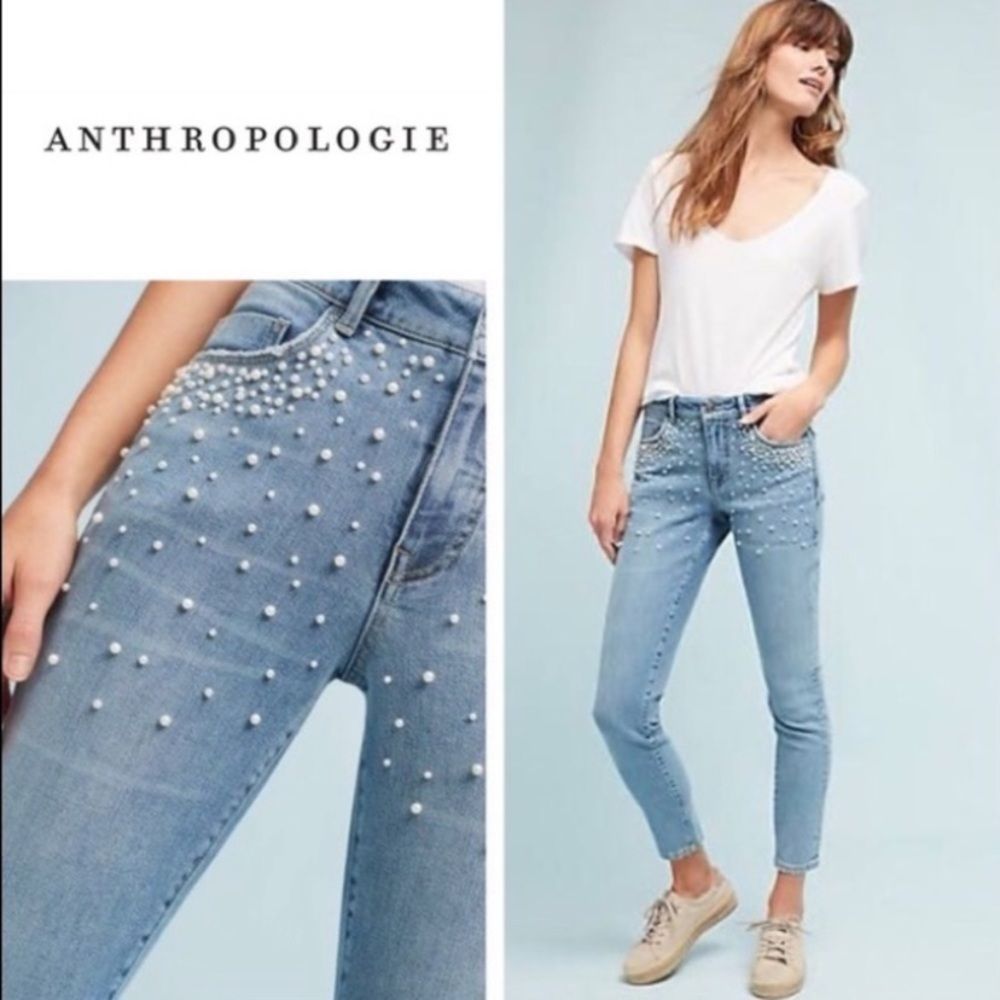 Pilcro and the Letterpress Anthropologie Women’s 'Script' High-Rise Pearl Jeans
